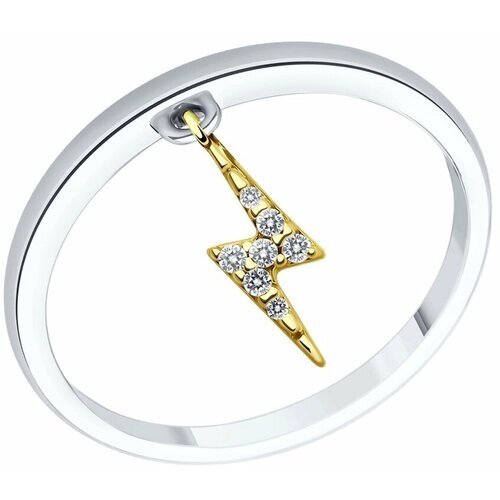 Кольцо Diamant online, серебро, 925 проба, фианит, размер 16.5