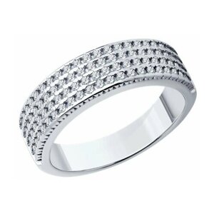Кольцо Diamant online, серебро, 925 проба, фианит, размер 17