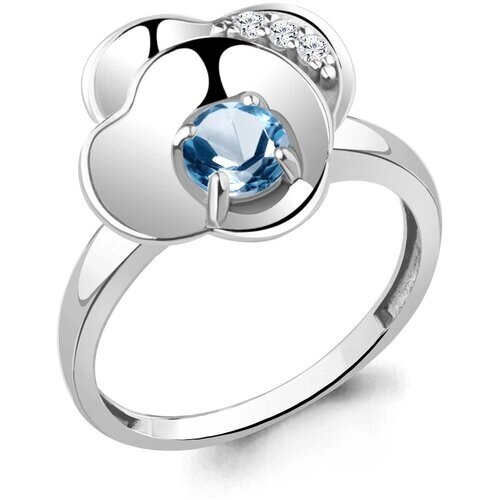 Кольцо Diamant online, серебро, 925 проба, фианит, топаз, размер 16.5