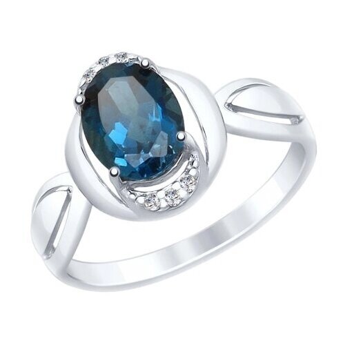 Кольцо Diamant online, серебро, 925 проба, фианит, топаз, размер 16