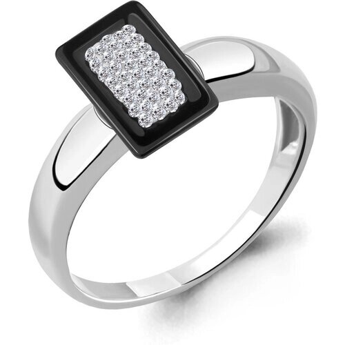 Кольцо Diamant online, серебро, 925 проба, керамика, кристалл, размер 17