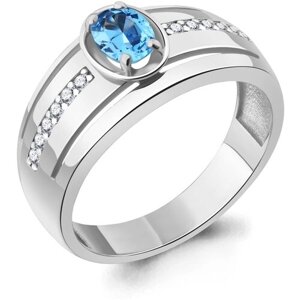 Кольцо Diamant online, серебро, 925 проба, топаз, фианит, размер 19