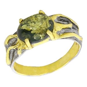 Кольцо Diamant online, серебро, 925 проба, янтарь, размер 18