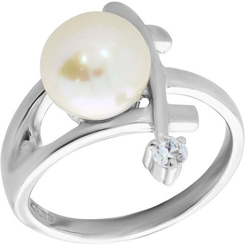 Кольцо Diamant online, серебро, 925 проба, жемчуг, фианит, размер 16.5
