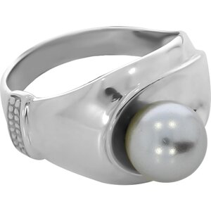 Кольцо Diamant online, серебро, 925 проба, жемчуг, размер 17.5, серый