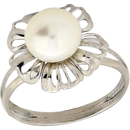 Кольцо Diamant online, серебро, 925 проба, жемчуг, размер 18