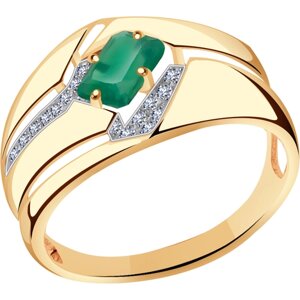 Кольцо Diamant online, золото, 585 проба, агат, фианит, размер 17.5