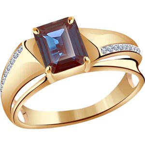 Кольцо Diamant online, золото, 585 проба, бриллиант, александрит, размер 18
