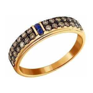 Кольцо Diamant online, золото, 585 проба, бриллиант, сапфир, размер 17