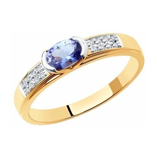Кольцо Diamant online, золото, 585 проба, бриллиант, танзанит, размер 18, фиолетовый