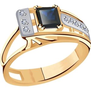 Кольцо Diamant online, золото, 585 проба, циркон, сапфир, размер 18