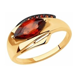 Кольцо Diamant online, золото, 585 проба, фианит, гранат, размер 18.5