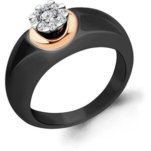 Кольцо Diamant online, золото, 585 проба, фианит, керамика, размер 18