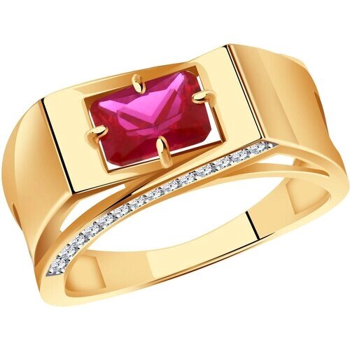 Кольцо Diamant online, золото, 585 проба, фианит, корунд, размер 18