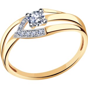 Кольцо Diamant online, золото, 585 проба, фианит, размер 16
