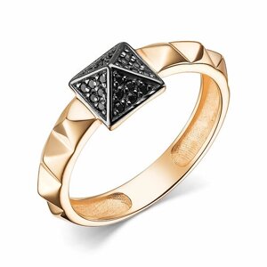 Кольцо Diamant online, золото, 585 проба, фианит, размер 18.5, черный