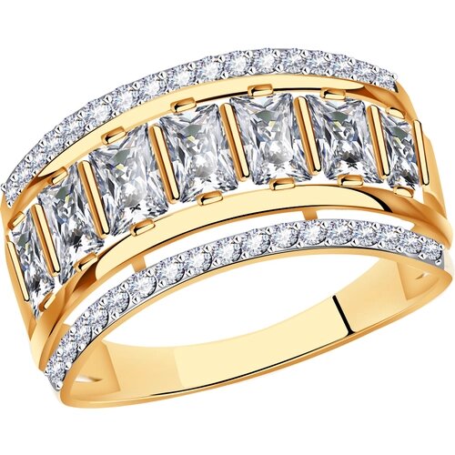 Кольцо Diamant online, золото, 585 проба, фианит, размер 19.5