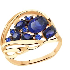 Кольцо Diamant online, золото, 585 проба, фианит, сапфир синтетический, размер 18