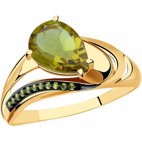 Кольцо Diamant online, золото, 585 проба, фианит, султанит, размер 17