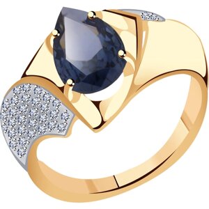 Кольцо Diamant online, золото, 585 проба, фианит, топаз, размер 18.5
