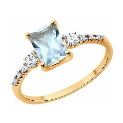 Кольцо Diamant online, золото, 585 проба, фианит, топаз, размер 18