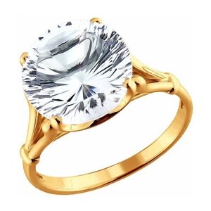 Кольцо Diamant online, золото, 585 проба, горный хрусталь, размер 20