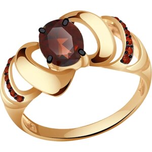 Кольцо Diamant online, золото, 585 проба, гранат, фианит, размер 17.5