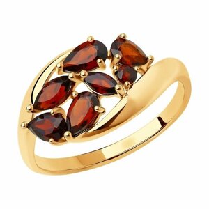 Кольцо Diamant online, золото, 585 проба, гранат, размер 17, красный