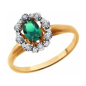 Кольцо Diamant online, золото, 585 проба, изумруд, бриллиант, размер 18.5