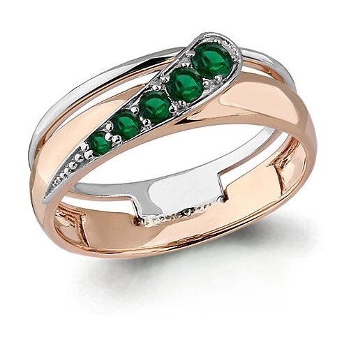 Кольцо Diamant online, золото, 585 проба, изумруд, размер 17, зеленый