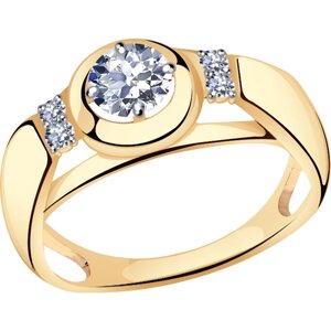 Кольцо Diamant online, золото, 585 проба, кристаллы Swarovski, размер 18