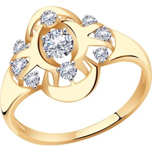 Кольцо Diamant online, золото, 585 проба, кристаллы Swarovski, размер 18