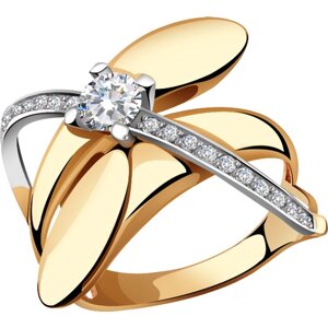 Кольцо Diamant online, золото, 585 проба, кристаллы Swarovski, размер 19.5