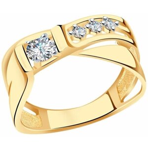 Кольцо Diamant online, золото, 585 проба, кристаллы Swarovski, размер 19