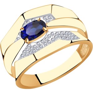 Кольцо Diamant online, золото, 585 проба, сапфир, бриллиант, размер 17