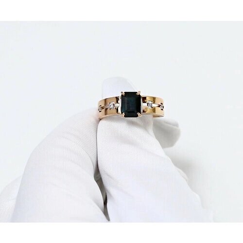 Кольцо Diamant online, золото, 585 проба, сапфир, бриллиант, размер 18.5