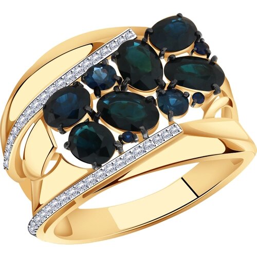 Кольцо Diamant online, золото, 585 проба, сапфир, размер 19.5