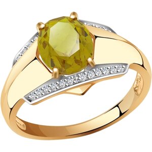 Кольцо Diamant online, золото, 585 проба, султанит, фианит, размер 17.5