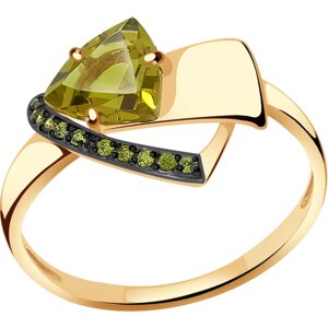 Кольцо Diamant online, золото, 585 проба, султанит, фианит, размер 18