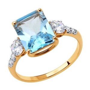 Кольцо Diamant online, золото, 585 проба, топаз, фианит, размер 18.5