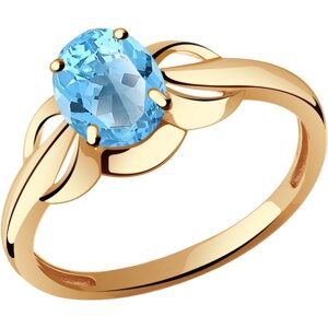 Кольцо Diamant online, золото, 585 проба, топаз, размер 17
