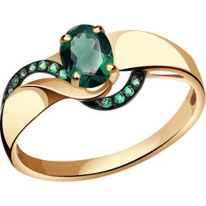 Кольцо Diamant online, золото, 585 проба, турмалин, фианит, размер 18