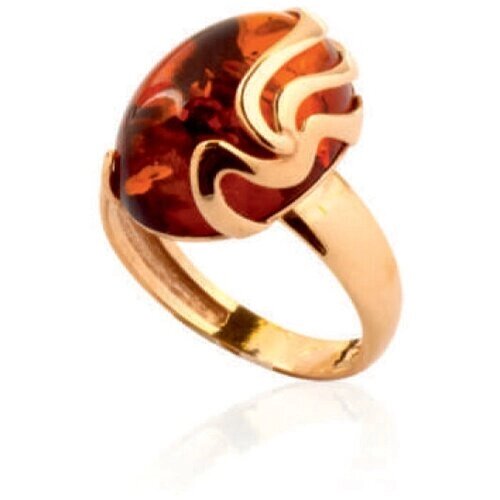 Кольцо Diamant online, золото, 585 проба, янтарь, размер 19.5, оранжевый