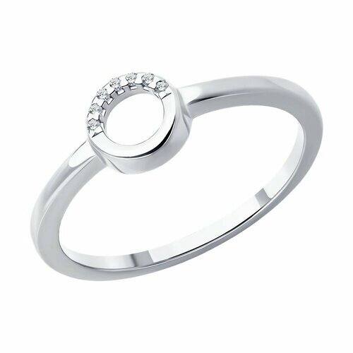 Кольцо Diamant, серебро, 925 проба, родирование, бриллиант, размер 15.5