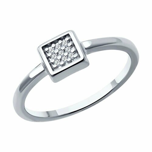 Кольцо Diamant, серебро, 925 проба, родирование, бриллиант, размер 17.5