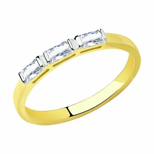 Кольцо Diamant, желтое золото, 585 проба, фианит, размер 17