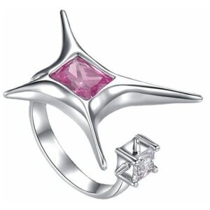 Кольцо Филькина Грамота, бижутерный сплав, гравировка, безразмерное, серебряный, розовый