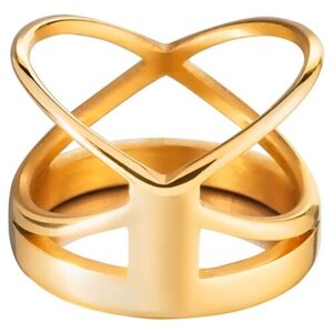 Кольцо Kalinka modern story, нержавеющая сталь, размер 16, золотой, желтый