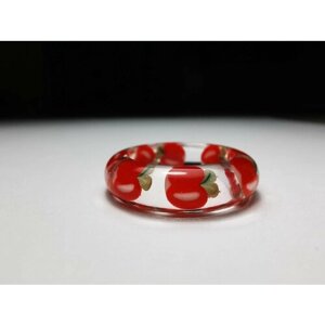 Кольцо-кулон полимерная глина, размер 17, красный, бесцветный