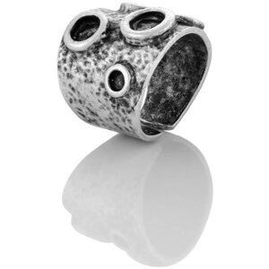 Кольцо L'attrice di base, бижутерный сплав, серебрение, черный, серебряный
